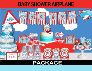 cute airplane baby shower party package boys red blue