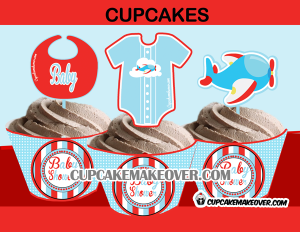 cute baby shower airplane cupcake toppers and wrappers
