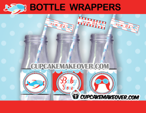 plane baby shower bottle wrappers