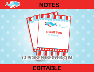 editable baby shower airplane thank you cards