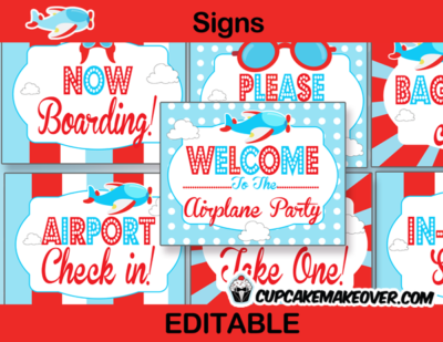Airplane Baby Shower Party Package - Instant Download - Cupcakemakeover