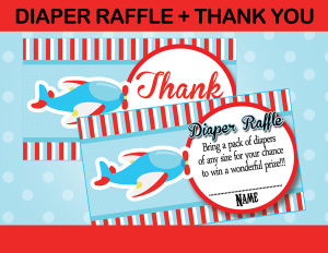 Airplane games and thank you diaper raffle