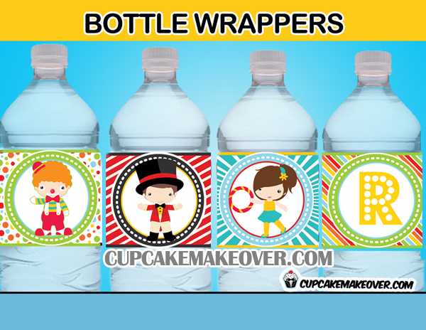 printable cute circus performers bottle labels