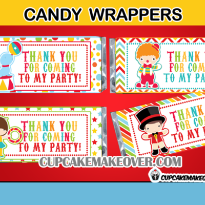cute carnival candy labels circus performers