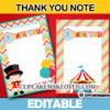 printable cute circus thank you card