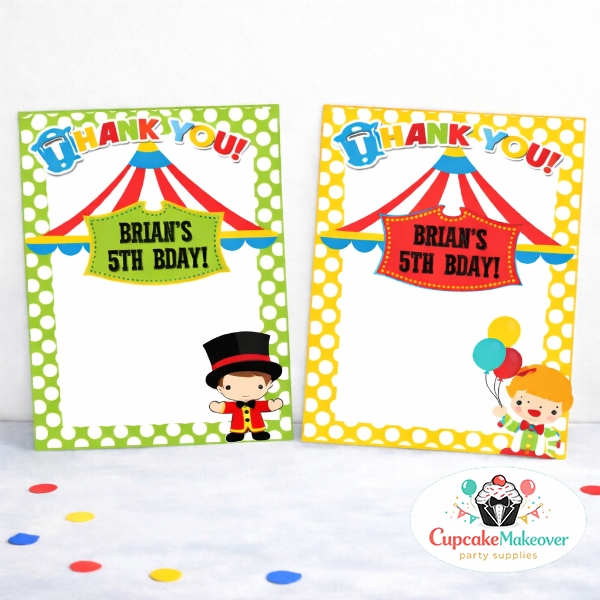 Notes supplies Circus Thank You Cards