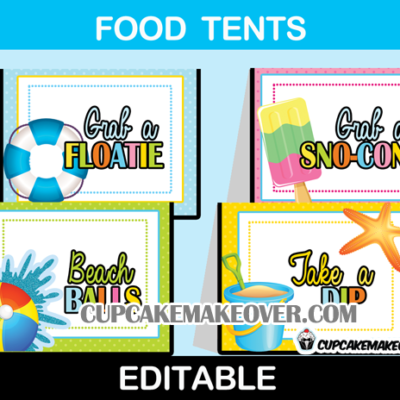 water bash pool party food labels