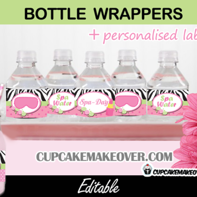 Spa Girl Birthday Water Bottle Labels