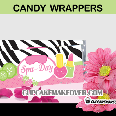 pink green zebra spa candy bar labels