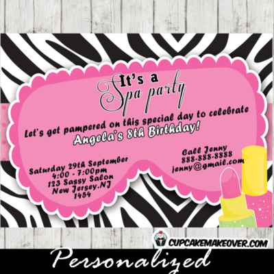 girls Spa birthday party invites