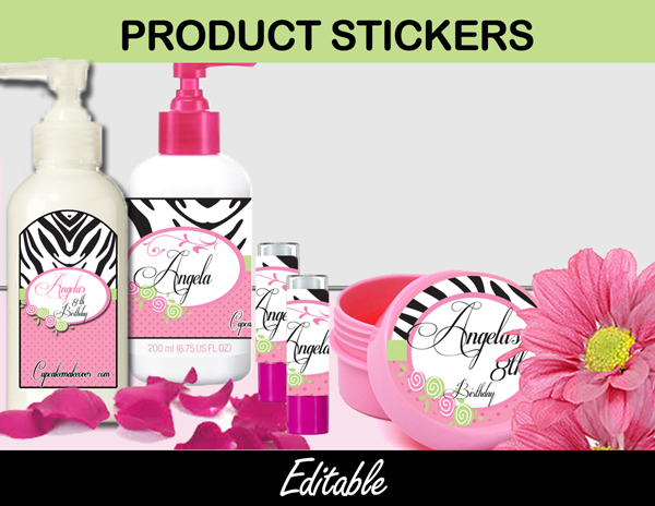 spa girl name tag editable product labels