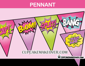 Comic Superhero Girls Action Words Party Banner - Instant Download 