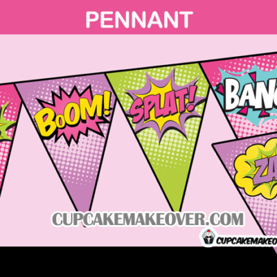girls comic action words party banner