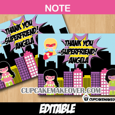 super girl comic thank you Note Card