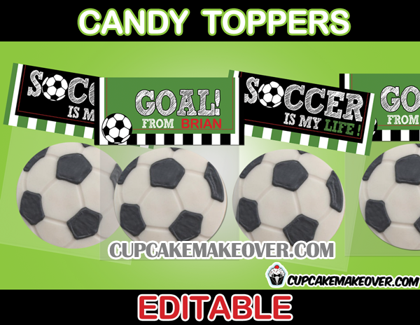 Editable printable soccer favor bag toppers