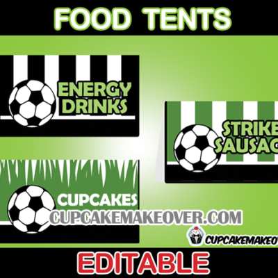 editable soccer place cards food labels