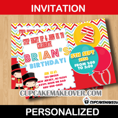 big top carnival birthday invitation