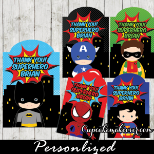 personalized superhero favor tags gift bag labels