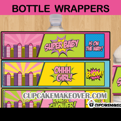 baby shower superhero girl bottle labels