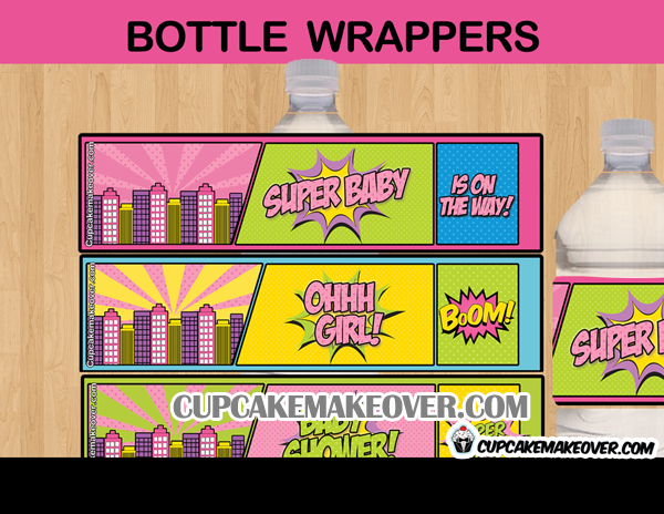 baby shower superhero girl bottle labels