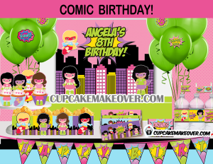 superhero girl comic book birthday package party supplies