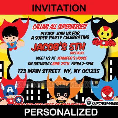 superhero personalized invitation, photo card, photo invitation, digital comic party invitation, printable shower announcement