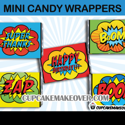 action comics super hero mini candy wrappers