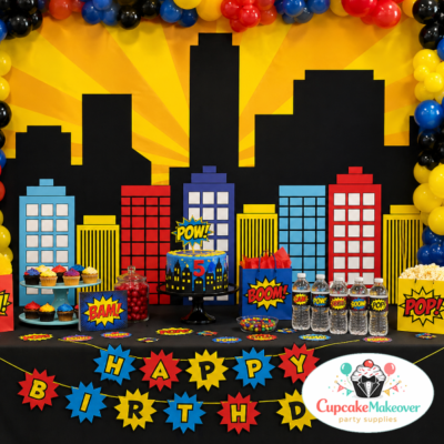superhero backdrop, comic party backdrop, city skyline backdrop, superhero birthday decor, comic theme party, party background printable, superhero party decorations, kids birthday backdrop, comic book theme decor, dessert table backdrop, photo booth background, superhero city decor, pop art backdrop, birthday party setup, comic skyline design, party wall decor, superhero theme party, kids party decorations, printable backdrop, comic party supplies
