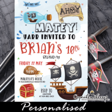 Pirate Birthday Invitation for Boys - Personalized - Cupcakemakeover