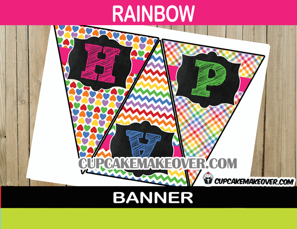 rainbow birthday pennant flags banner