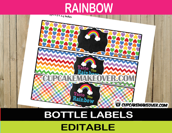 editable rainbow colors bottle wrappers