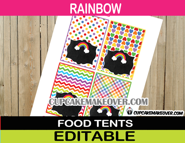 editable rainbow food tents