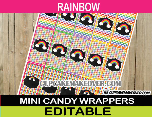 rainbow colors mini candy labels