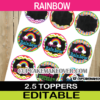 chevron stripe polka editable rainbow cupcake toppers