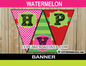 summer birthday pink watermelon Pennant banner