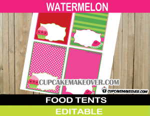 editable watermelon food labels
