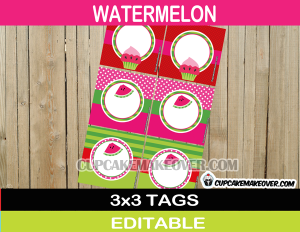 editable watermelon labels
