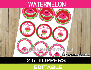 cake watermelon cupcake toppers
