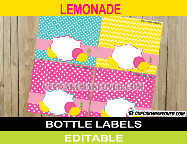 editable lemonade treat bag labels