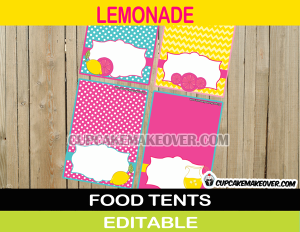 editable Pink Lemonade food labels