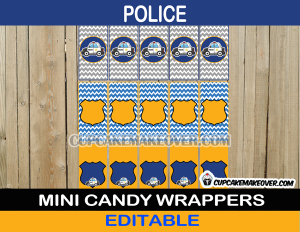 cops policeman mini candy labels