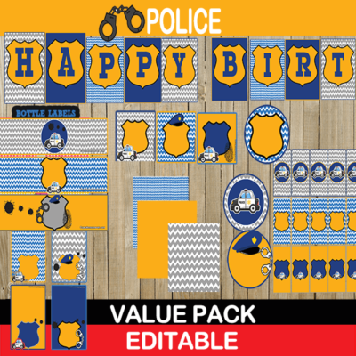 cops robbers police birthday package boys party themes