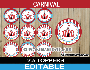big top decorations circus cake toppers