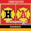 firetruck firefighter happy birthday banner