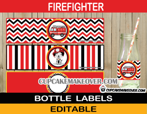 dalmatian fireman firetruck bottle labels
