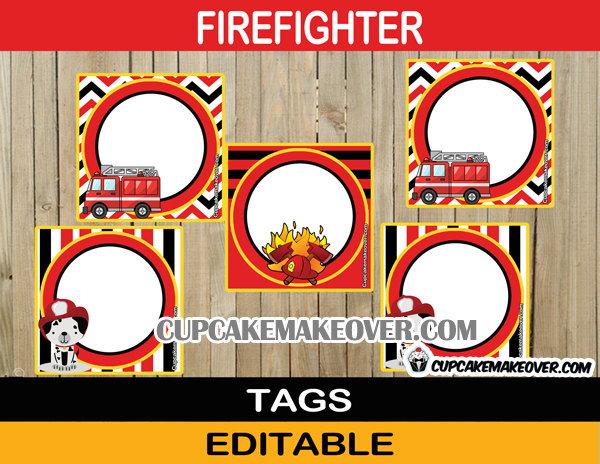 editable firefighter fire truck labels