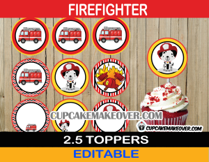 fire truck dalmatian firefighter cupcake decorations