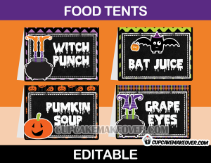 editable halloween party food labels