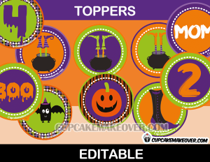 halloween party cupcake toppers pumpkin witch boot