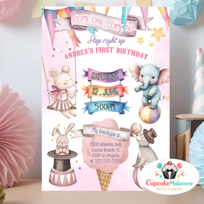 Girl first birthday invite